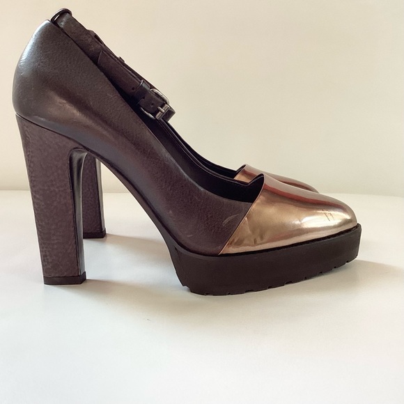 Brunello Cucinelli Brown Leather Lugsole Ankle Strap Heels7.5